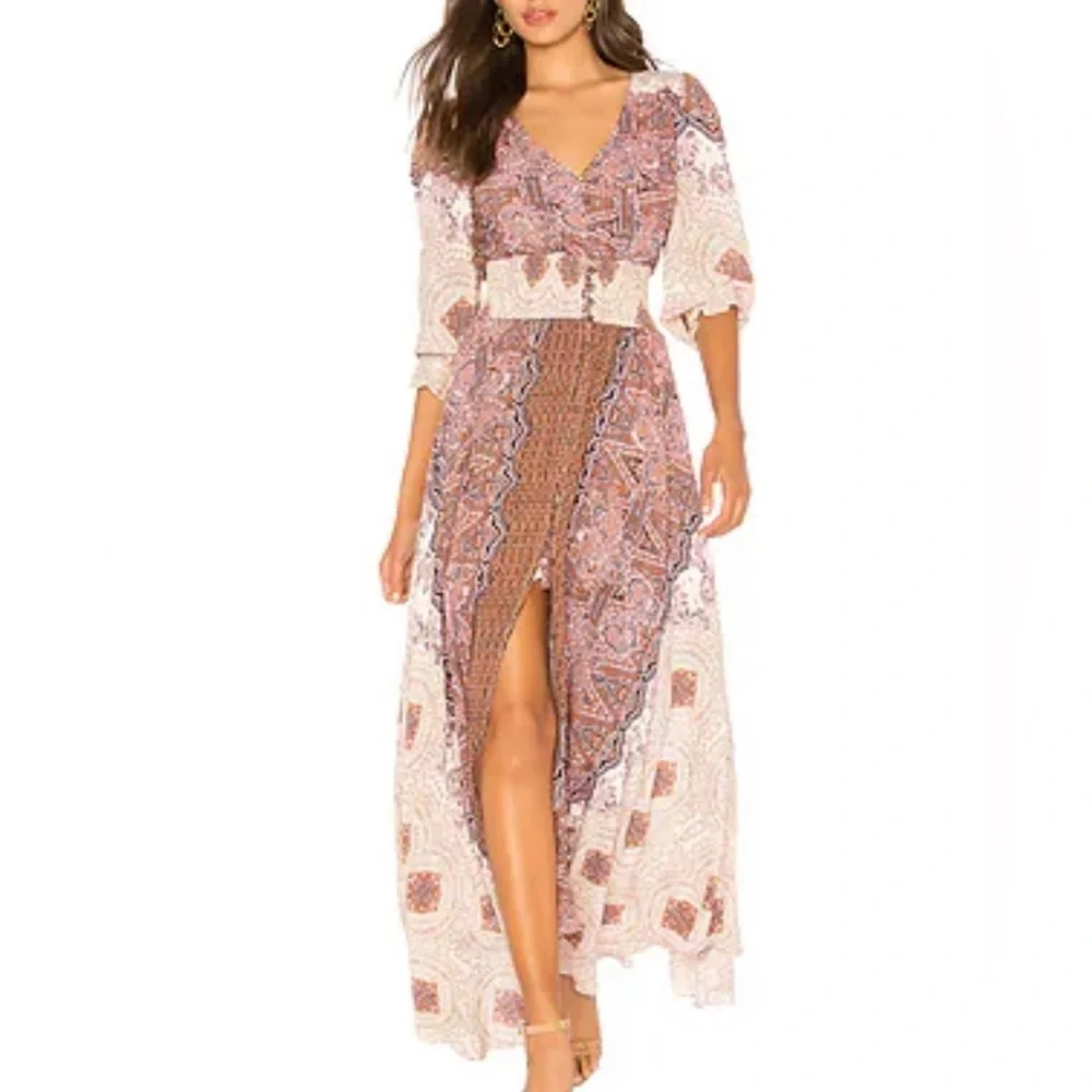 Free People Mexicali Rose Maxi Dress SZ XS Bohemian Feminine Coquette READ